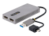 StarTech.com USB naar Dual HDMI Adapter, USB A of C, 1x 4K30Hz, 1x 1080p - Linkerhoek